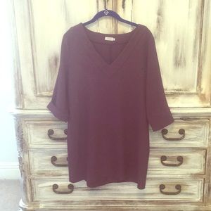 Purple v neck shirt dress